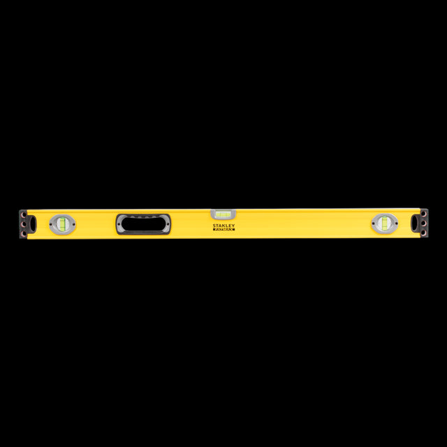 STANLEY 900mm Fatmax Box Builders Level with three precision vials for accurate horizontal, vertical, and 45-degree measurements.