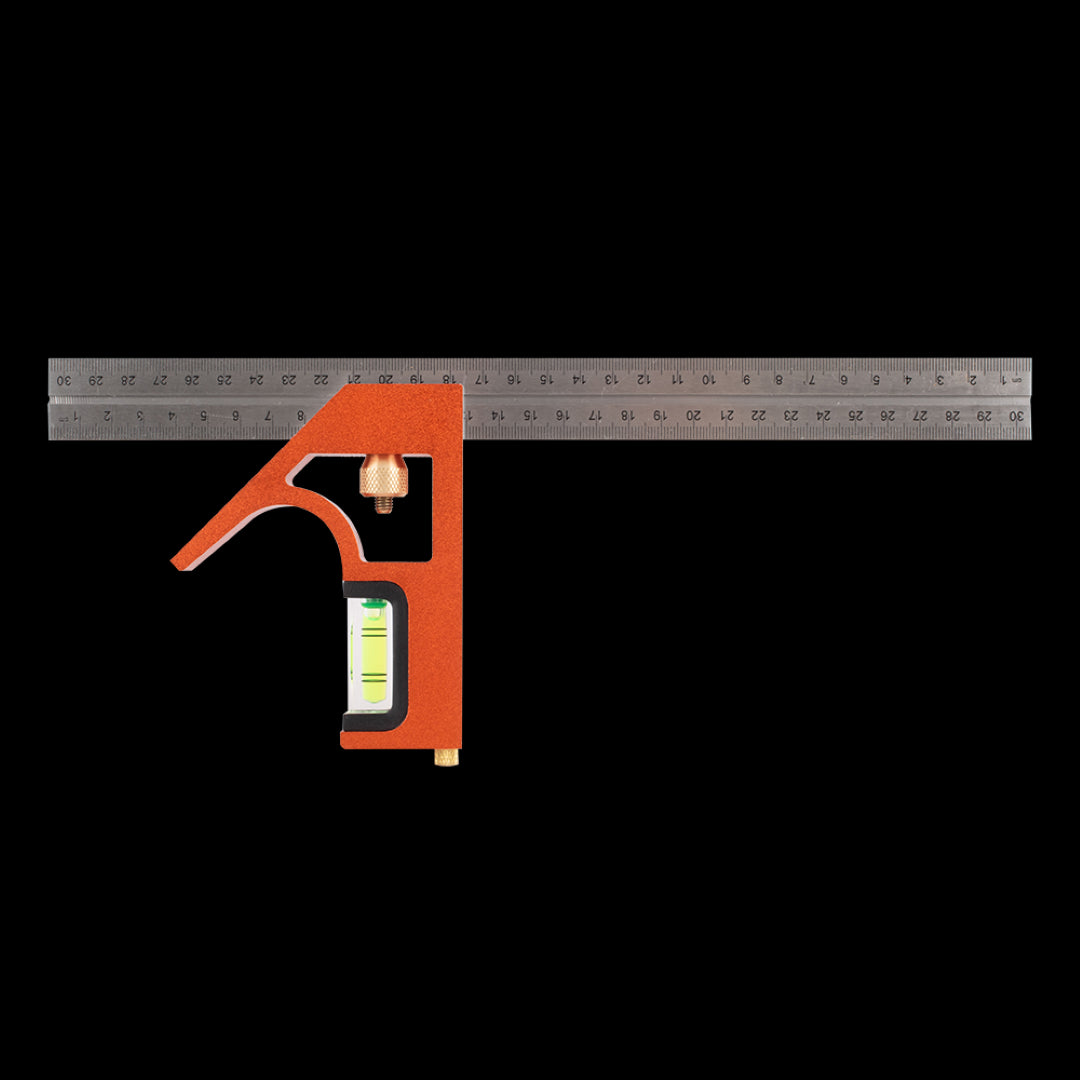 SWANSON 300mm Savage™ Combination Square for precision carpentry with adjustable angles, scribe, and level vial.