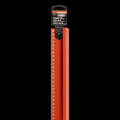 SWANSON 1800mm Savage No-Slip Straight Edge, lightweight aluminum, no-slip grip, precision laser etched measurements, orange color.
