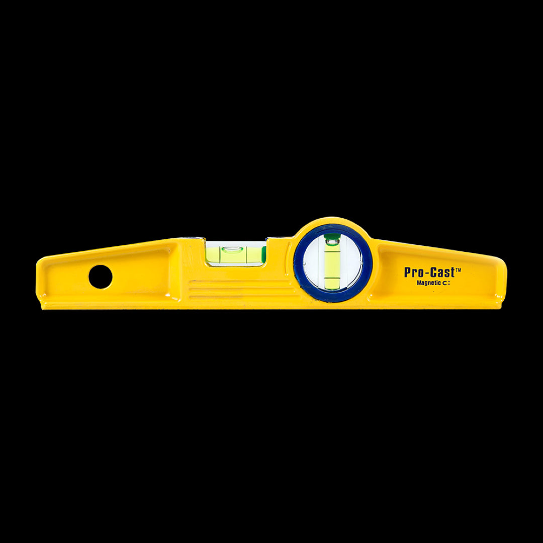 Swanson 250mm Pro-Cast® Magnetic Torpedo Level with rare earth magnets and high-visibility finish for precise leveling.