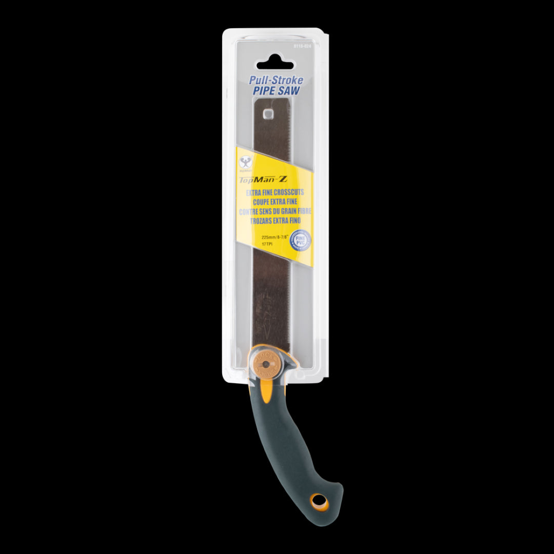 TOPMAN 225mm Pipe Saw with ergonomic handle, precision cutting for pipes and wood, featuring durable, rust-resistant design.