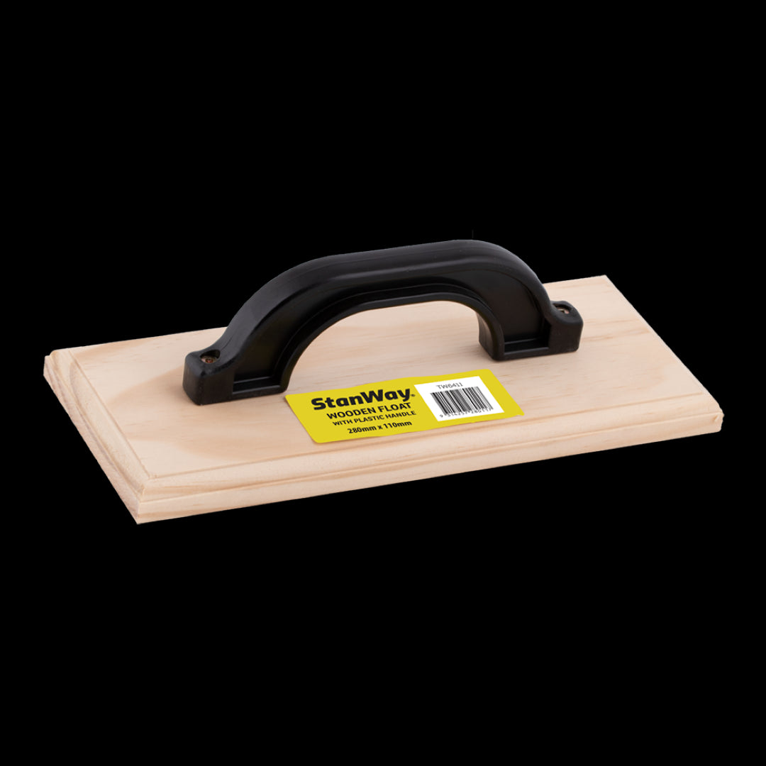 STANWAY Wooden Float (280mm x 110mm) made of durable pine wood, ideal for smooth masonry and plaster finishes.