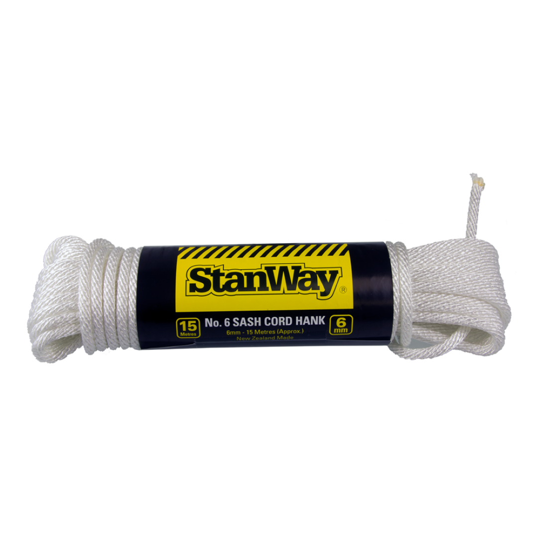 STANWAY White Sash Cord Hank (15m x 6mm)