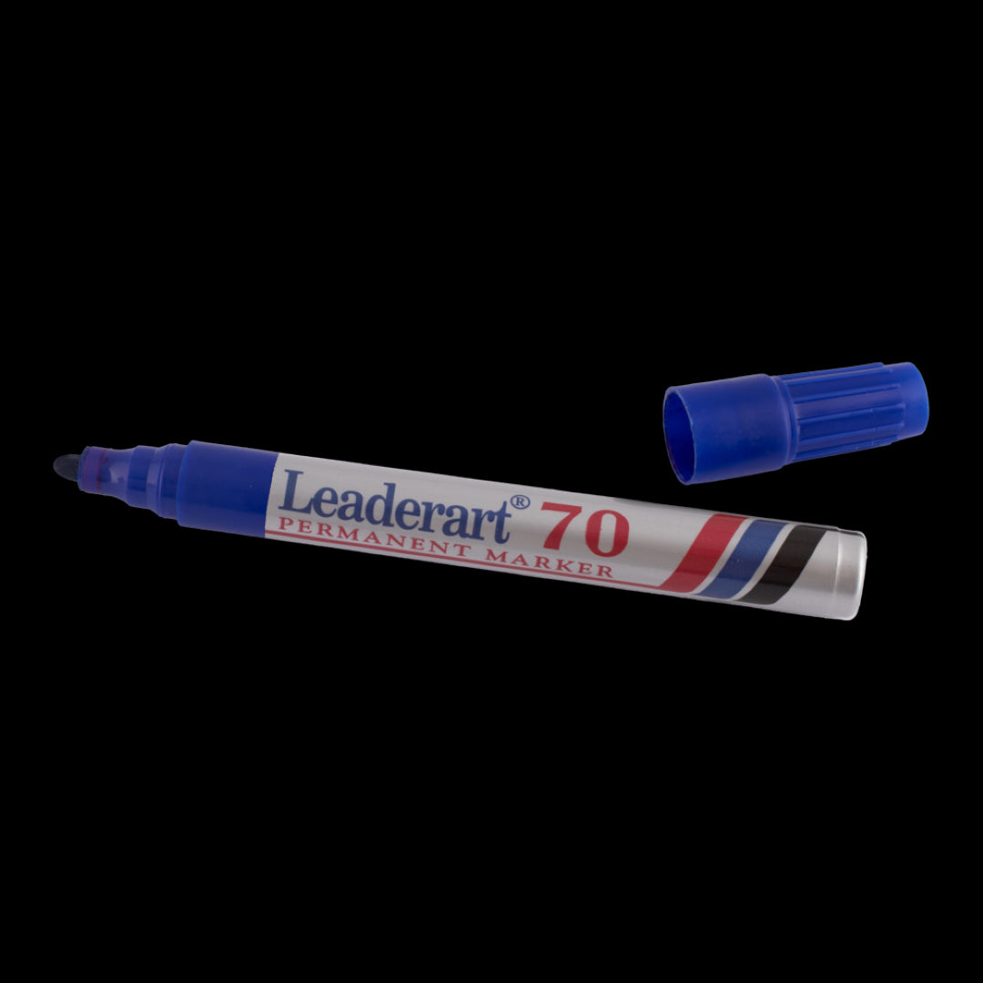 LEADERART Blue Permanent Marker with precision Fibre Bullet tip, ideal for creative projects on various surfaces.