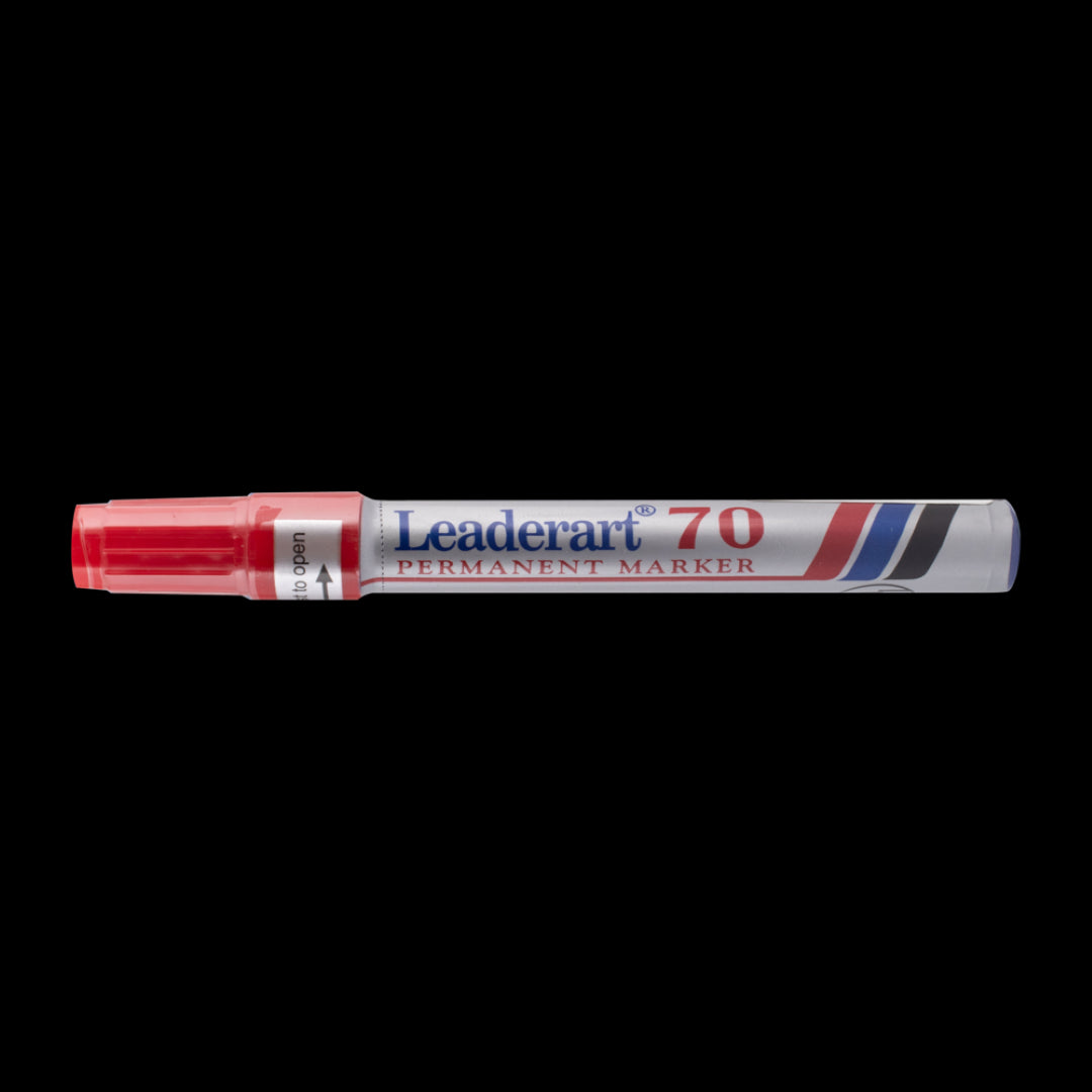 LEADERART Red Permanent Marker with versatile tip, waterproof ink, perfect for bold labeling and artwork.