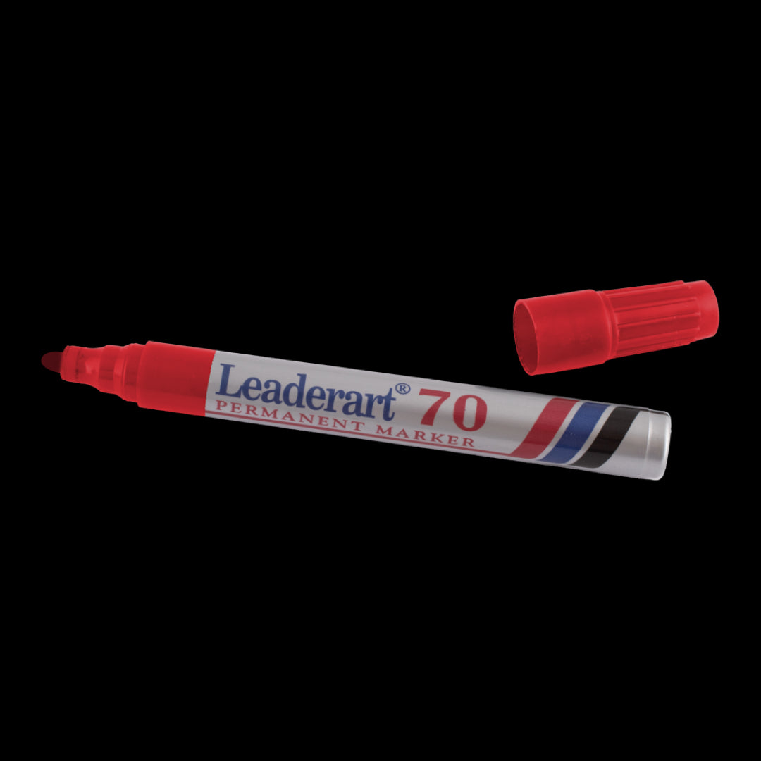 LEADERART Red Permanent Marker with fiber bullet tip, offering bold lines and waterproof, fade-resistant alcohol-based ink.