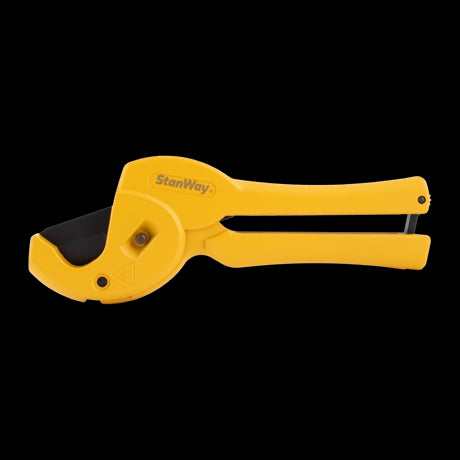 STANWAY Plastic Raptor Pipe Cutter with magnesium body and PTFE-coated INOX blade for smooth, safe cuts up to 26mm.