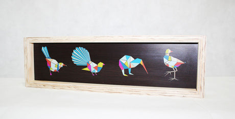Stunning Native Birds Plywood Frame wall art, 500 x 150 mm, showcasing intricate bird designs for nature-inspired decor.
