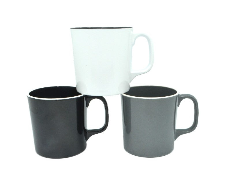 Mug - Jab Vintage Grey/White Rim Enamel Look 300ml - Set of 6