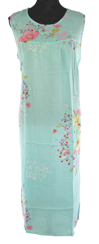 Pyjama Dress - Floral On Mint Long