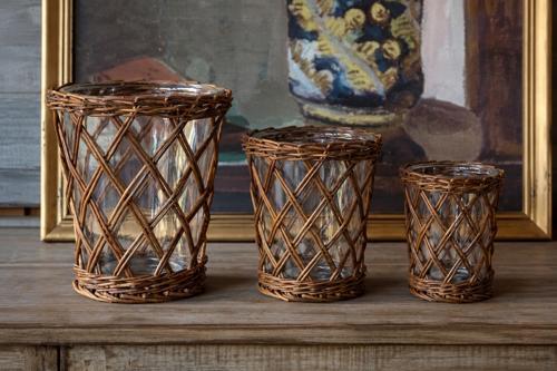Salice Vaso Glass & Willow Vase - Small