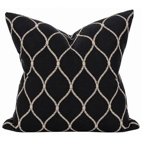 Diamond Embroidered Black Linen Cushion Cover - Snugg & Co 550x550