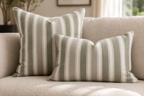 Striped Green Cushion Cover - Snugg & Co 550x550