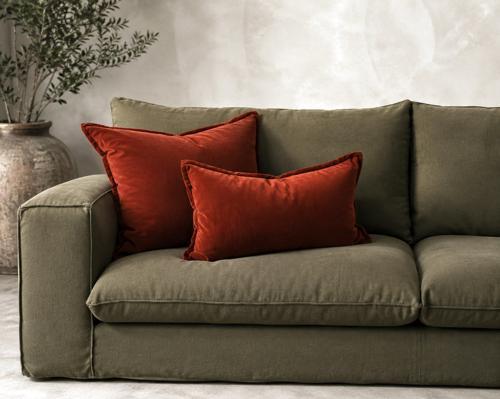 Velvet Burnt Terracotta Cushion Cover - Snugg & Co 400x600