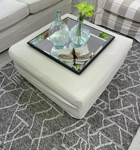 Salt & Pepper Ottoman Slipcover