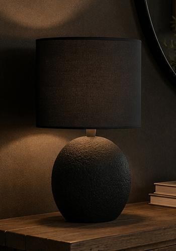 Black Ceramic Table Lamp with Black Shade
