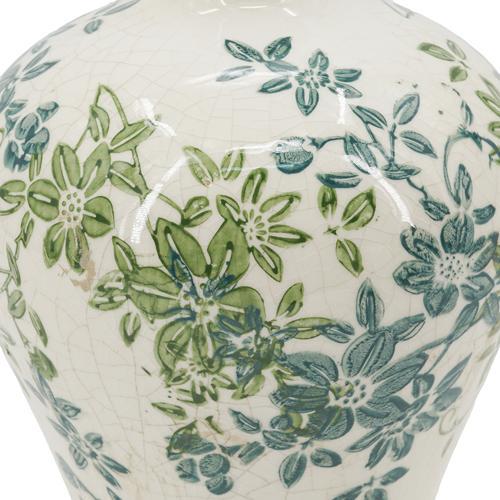 Ceramic Green Floral Vase Set of 3