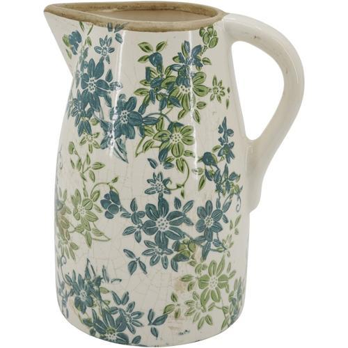 Ceramic Green Floral Decorative Jug 200x150x240