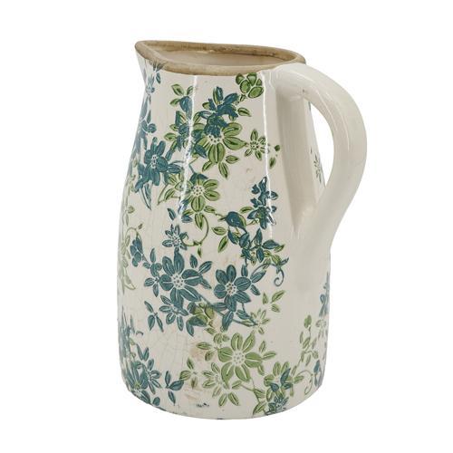 Ceramic Green Floral Decorative Jug 200x150x240