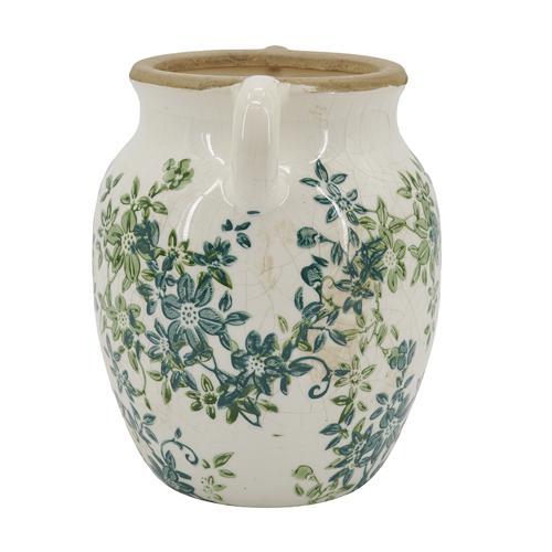 Ceramic Green & Blue Floral Vase 190x160x195