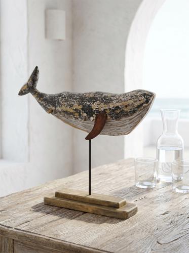 Wooden Whale Coastal Ornament