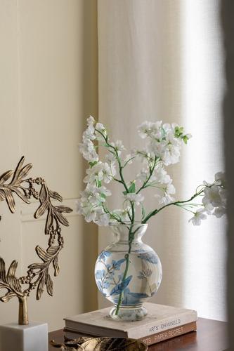 Blue Botanical Painted Glass Vase 150x150x216
