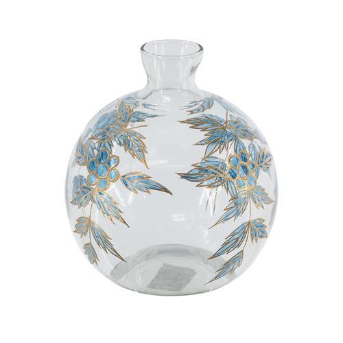 Blue Botanical Painted Glass Vase 203x203x229