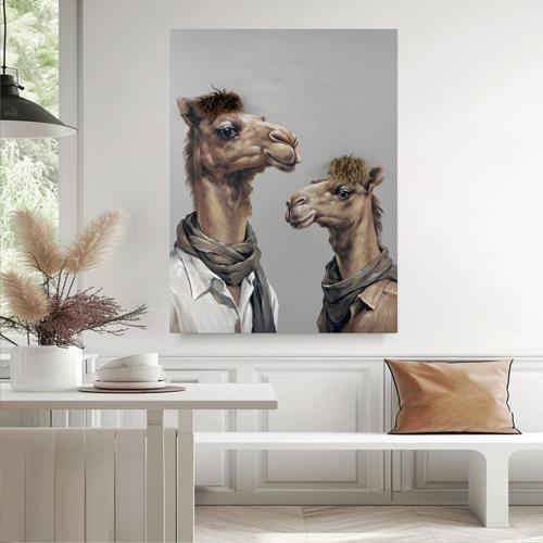 Bad Hair Day 2 Camels Canvas Wall Art 3D Faux Hair 750x1000
