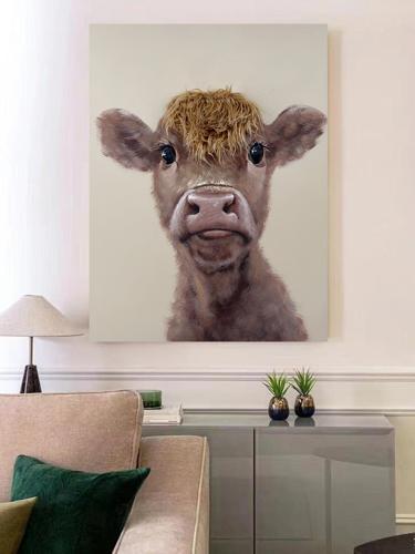 Bad Hair Day Cow Canvas Wall Art 3D Faux Hair 750x1000