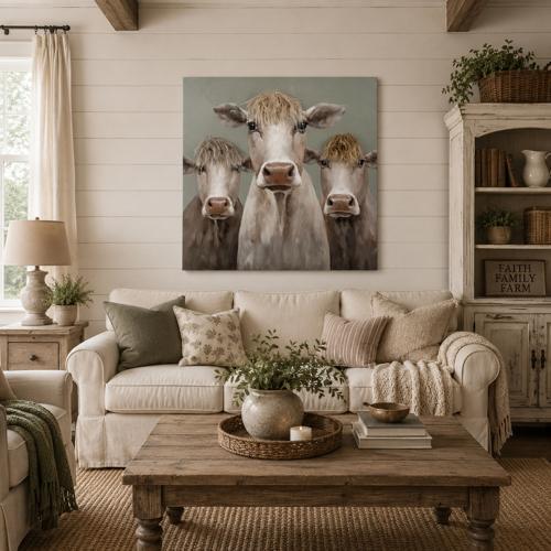 Bad Hair Day 3 Cows Canvas Wall Art 800x800