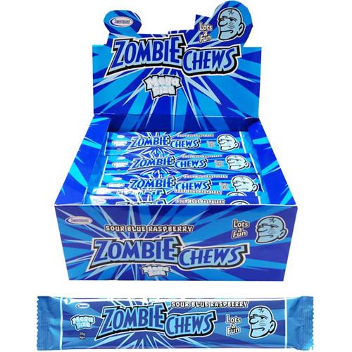 Zombie Chews Sour Blue Raspberry 28g - (Pack of 72)