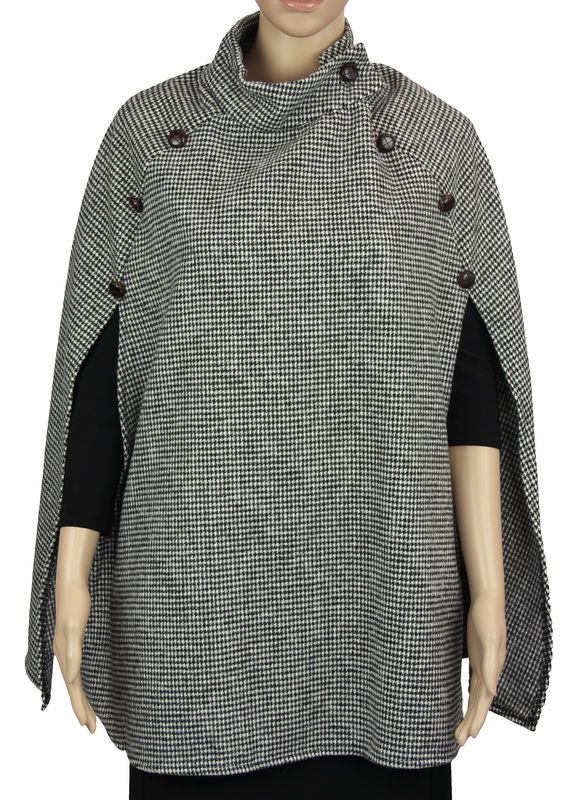 Poncho with Front Slits - Emily (Check)