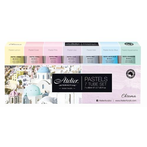 Atelier Acrylic Paint 7 X 80ml Set Pastel Colours