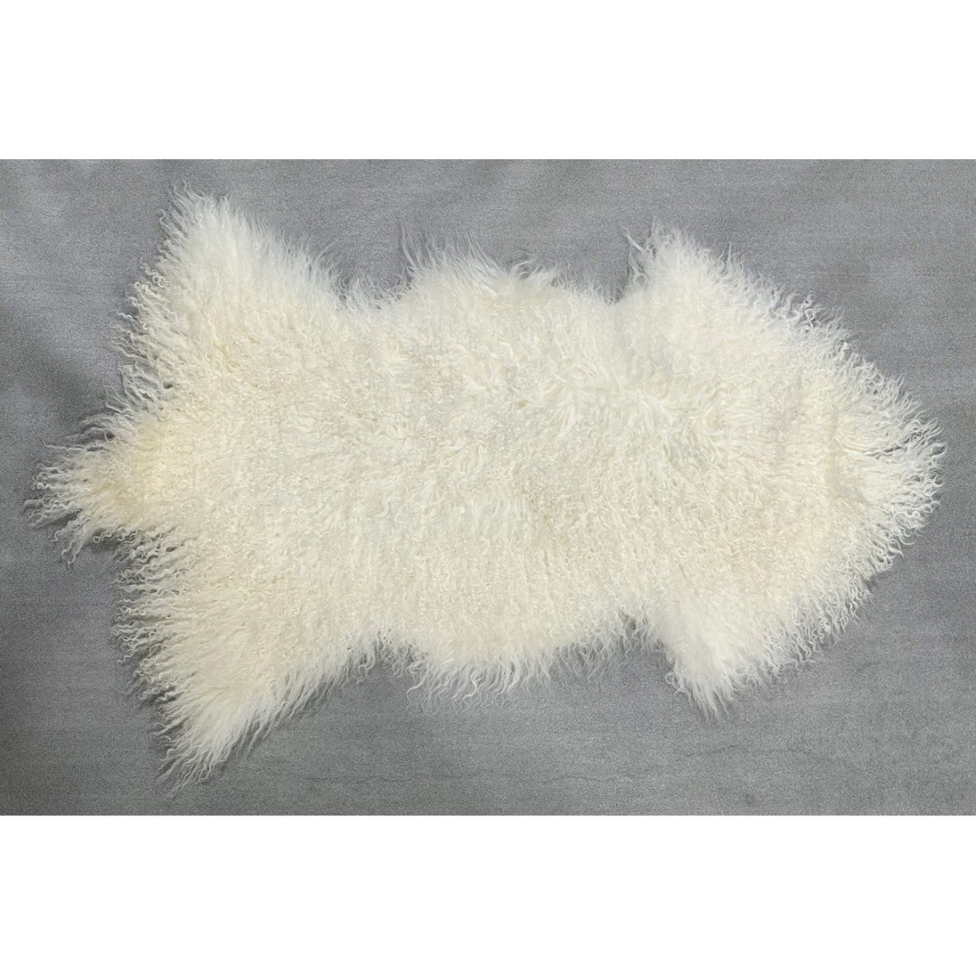 Tibetan Long Wool Single Sheepskin - Natural White (60 X 90cm)