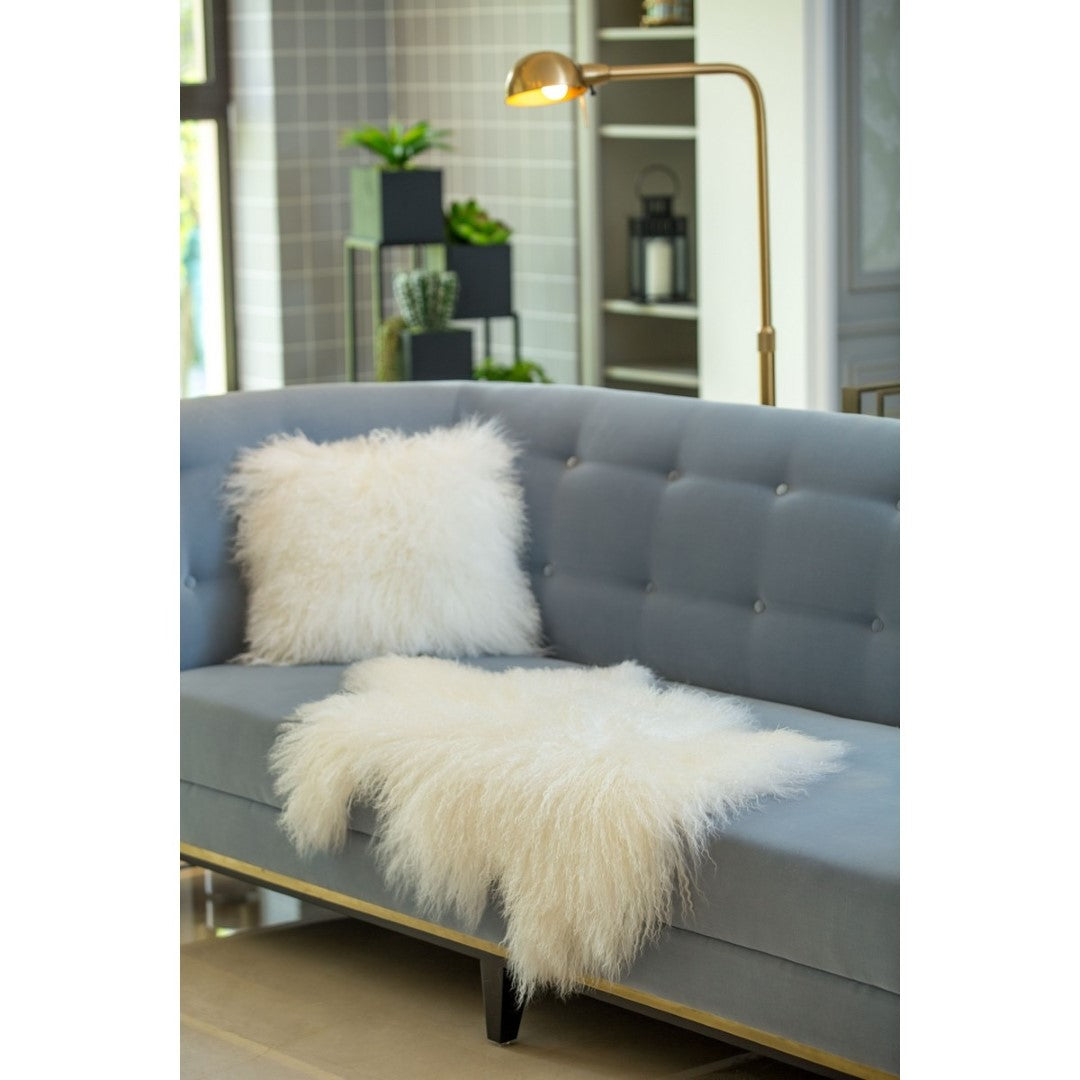 Tibetan Long Wool Single Sheepskin - Natural White (60 X 90cm)