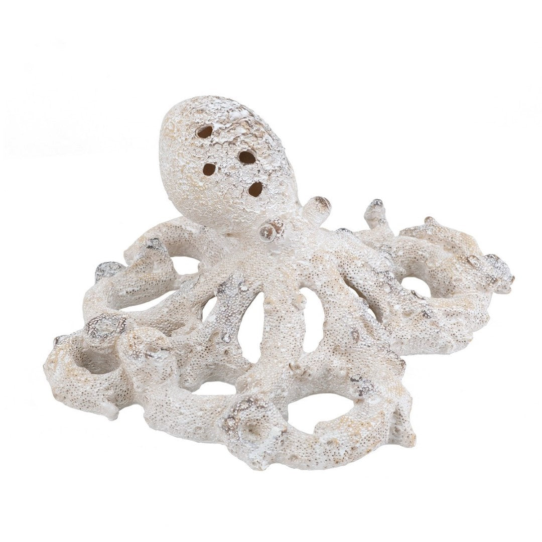 Ornament - White Coral Look Octopus (28 X 24 X 13cm)