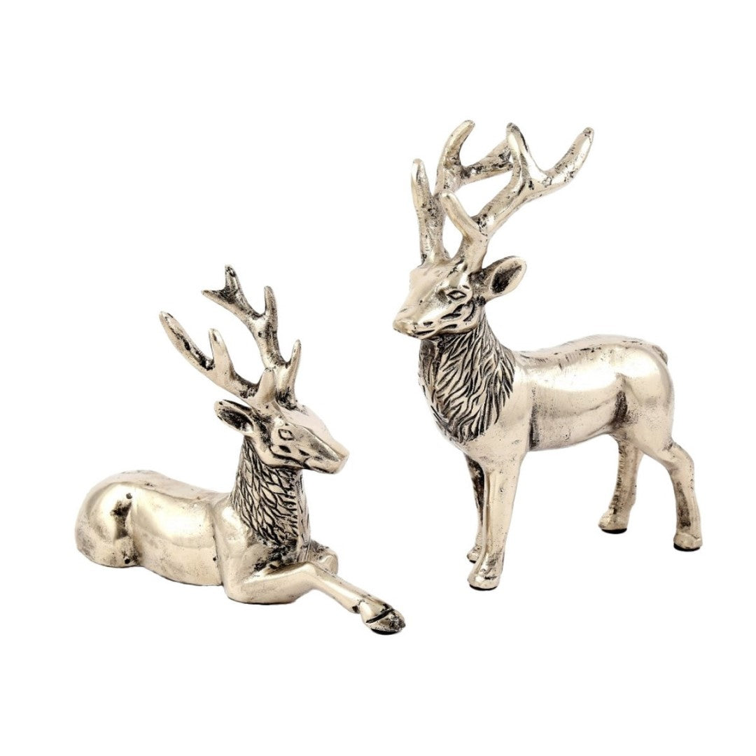 Ornament - Aluminium Reindeer Pair (22.5 X 8 X 15cm)