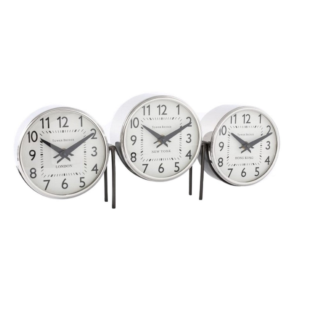 Aluminium World Clocks (43.5 X 8 X 17.5cm)