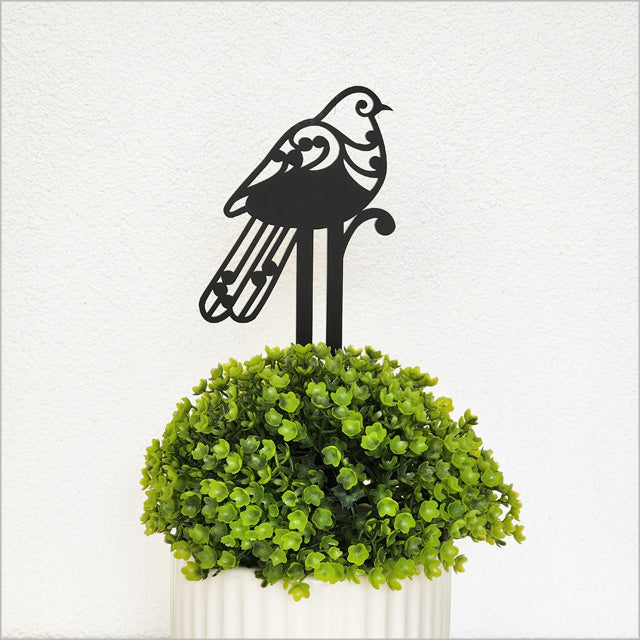 Plant Stake - Koru Kereru Freestanding Art (Black Matt Acrylic)