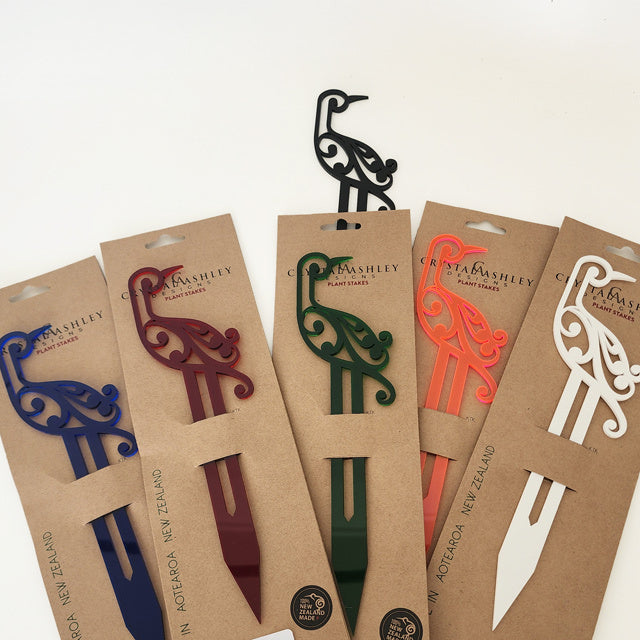 Plant Stake - Koru Kotuku Freestanding Art (Red Tint Acrylic)