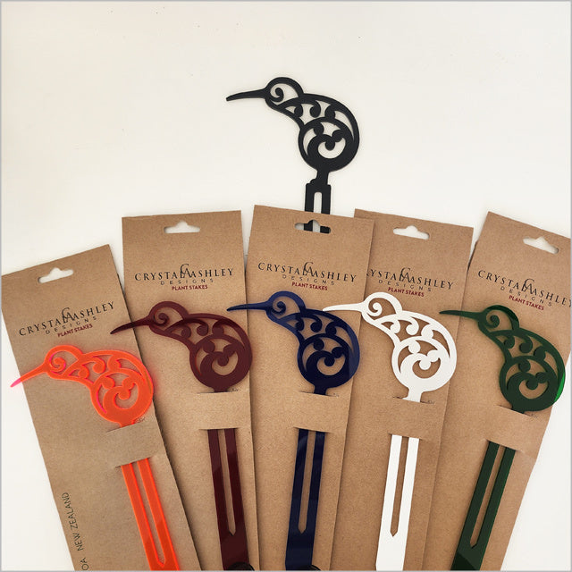 Plant Stake - Koru Kiwi Freestanding Art (Blue Tint Acrylic)