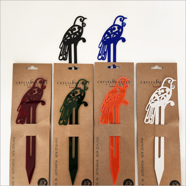 Plant Stake - Koru Tui Freestanding Art (White Matt Acrylic)