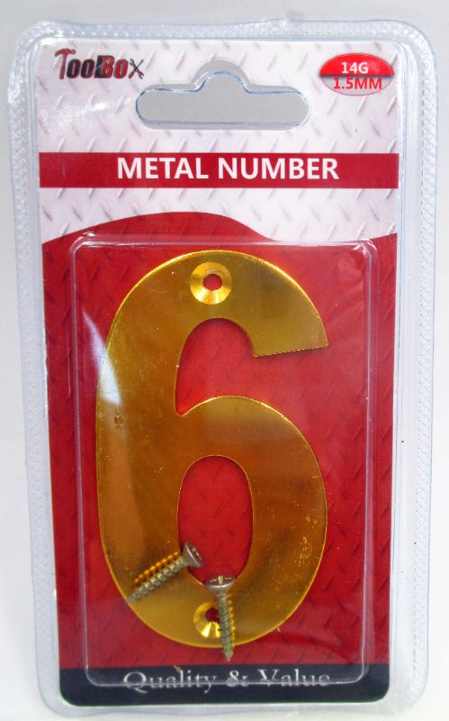 Metal Number 7.3cm #6 (Set Of 4)