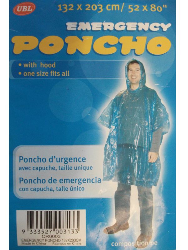 Disposable Poncho - One Size (Set Of 6)