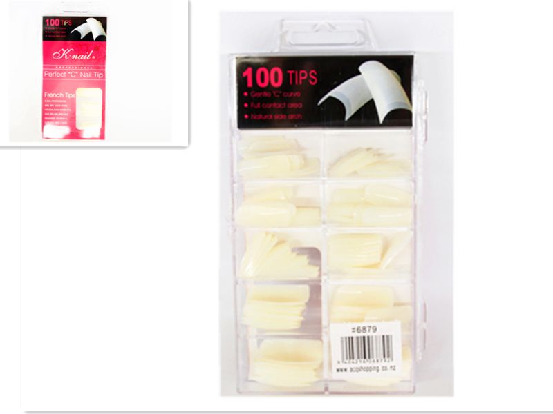Plain Fake Nails - 100pc #1 (Short Tip)