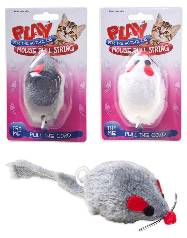 Cat Mouse Pull String - 20cm (Set Of 4 Assorted)