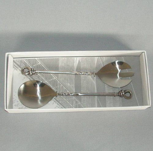 Salad Server -  Set Of Two Chrome Twisted Handle Salad Severs