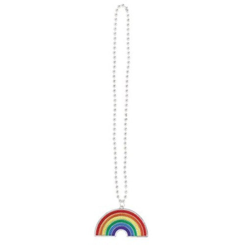 Rainbow-shaped beaded necklace, 91cm long, featuring vibrant colors for a stylish accessory suitable for any occasion.