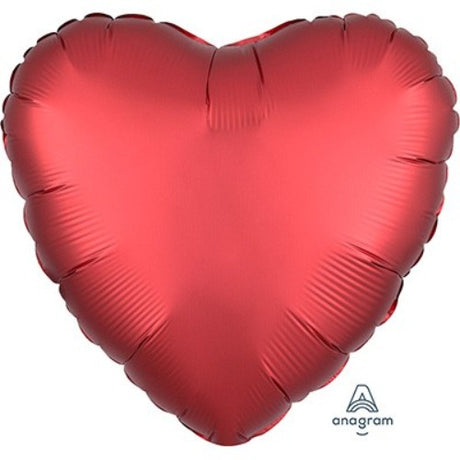 45cm heart-shaped sangria satin luxe foil balloon, perfect for elegant celebrations and party décor.
