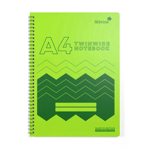A4 Twin Wire Lined Notebook Silvine Polypropylene 160 Pages